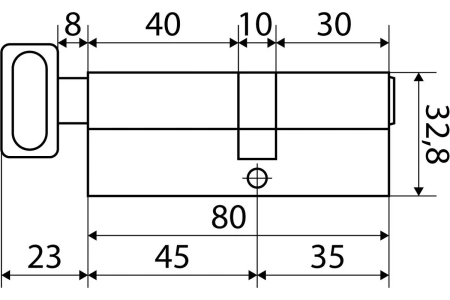 Механизм цилиндровый матовый никель 5 ключей, перф., ключ/верт. 35х45В СТАНДАРТ MAX 80 SN/14798; 11614706