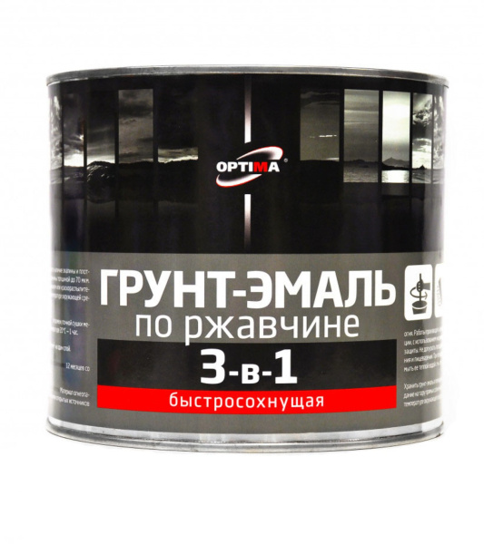 Грунт-эмаль Optima 3 в 1 быстросохнущая 1,7кг белая; 11598028