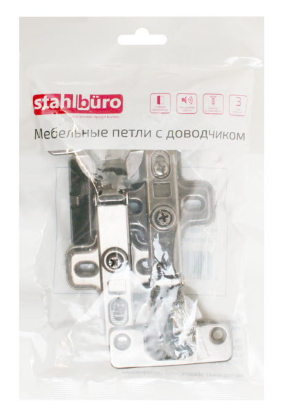 Петля мебельная Clip-On 1109 накладная с доводчиком, черная уп.2шт. StahlBuro 16342; 11615061