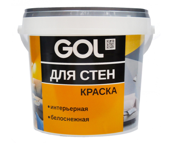 Краска акриловая для СТЕН ВД-АК-2180 белоснежная GOL 152  1,4кг; 11605770