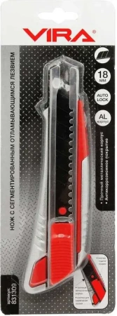 Нож с сегментированным лезвием 18 мм металлический корпус VIRA 831309; УТ-00000306