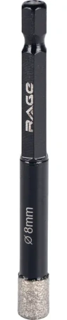 Коронка алмазная по керамограниту 8мм с шестигранным хвостовиком RAGE 559532; УТ-00000237