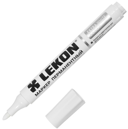 Маркер перманентный 3мм белый LEKON EXTRA WHITE 012393; 11614373