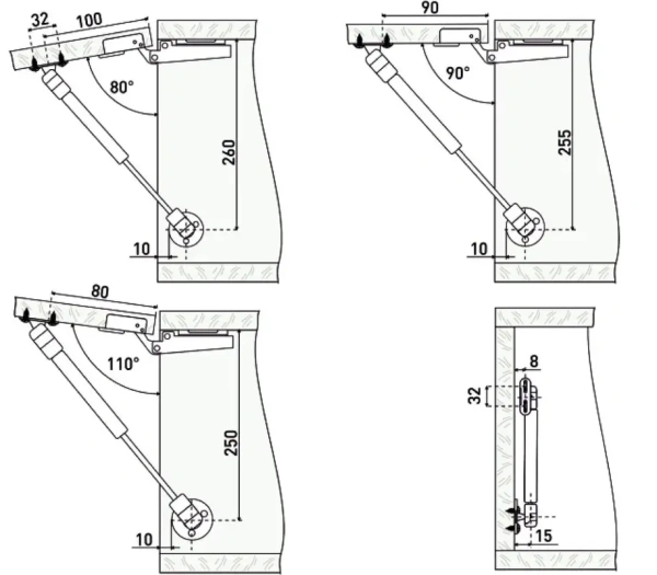 Газовые лифты N100 матовый черный StahlBuro 16308; 11614637