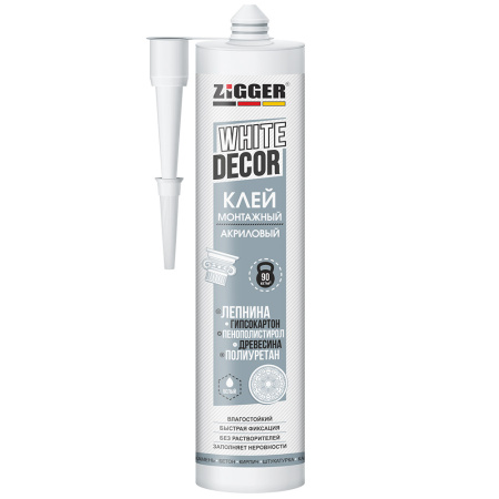 Клей "ZIGGER" WHITE DECOR акриловый для декора, белый   (1/12) 03-02-16; 11608032