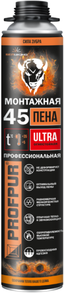 Пена PROFPUR ULTRA 45л профессиональная огнестойкая 750мл 01-02-27;  11605642