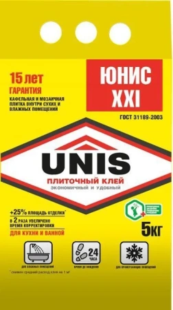 Клей плиточный Юнис-XXI 5кг UNIS; 26202