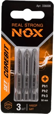 Набор бит SET3 E6,3 Ph1,2,3-50, 3шт карта NOX COREBIT (336006); 11613981