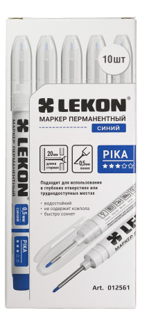 Маркер перманентный 0,5мм удлиненный наконечник синий LEKON Pika 012561; 11614369