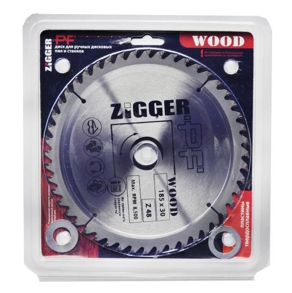 Диск пильный по дереву ZIGGER PF D185*d30*Z48; 56328