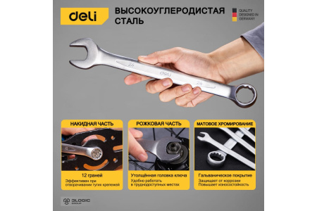 Набор комбинированных гаечных ключей 12 шт Deli DL130012A; 11612681
