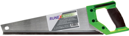 Ножовка по сырой древесине 500мм прямой крупный зуб 3,5 з/д, 2К рукоять Runex Green (577442); 11613573