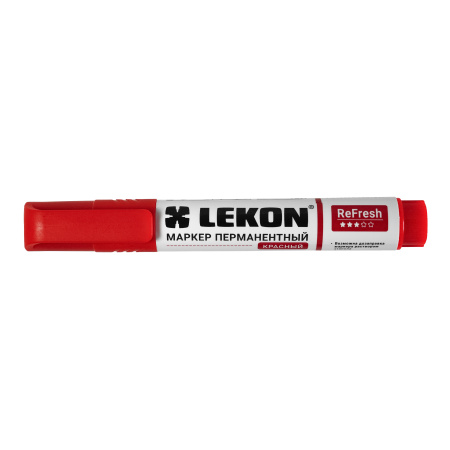 Маркер перманентный 3мм заправляемый красный LEKON ReFresh 012013; 11614367
