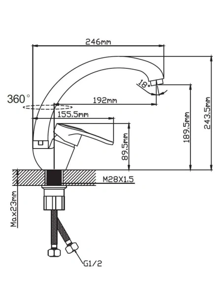 Смеситель для кухни с высоким изливом  ЭВЕРЕСТ В59-0259; 11597860