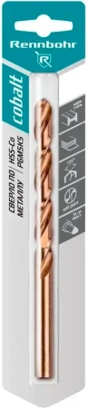 Сверло по металлу ЦХ 13,0х151мм, HSS-Со Р6М5К5, 1шт/уп RENNBOHR COBALT CARD (668130); 11614486