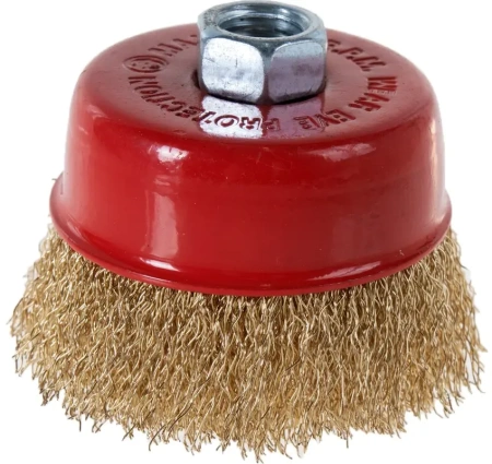 Щетка для УШМ чашка 75мм М14 волнистая латунированная сталь 0.3мм VIRA 576175; УТ-00000350
