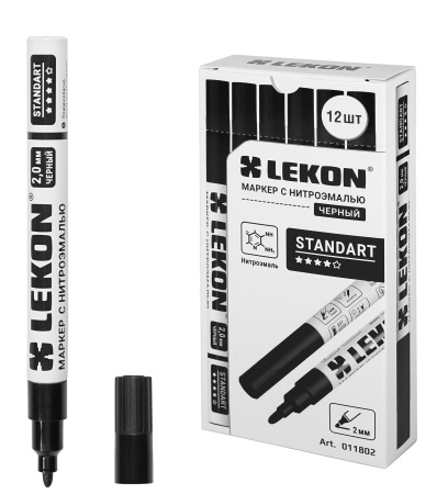 Маркер с нитроэмалью 2мм черный LEKON Standart 011802; 11614379