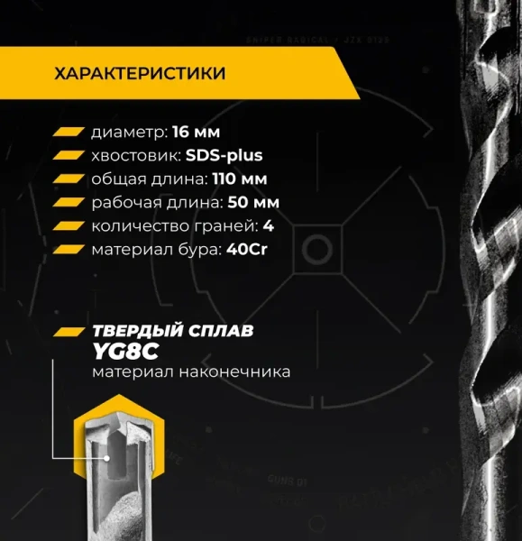 Бур по железобетону 6х110 мм SDS+ Quadro-X RAGE Furious 567611; УТ-00000368