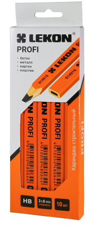 Карандаш плоский, твердо-мягкий (ВН), оранжевый LEKON PROFI 014016; 11614378