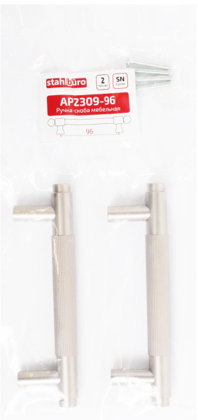 Мебельная ручка-кнопка сатин (2 штуки) StahlBuro АР2309-96SN/16778; 11614949