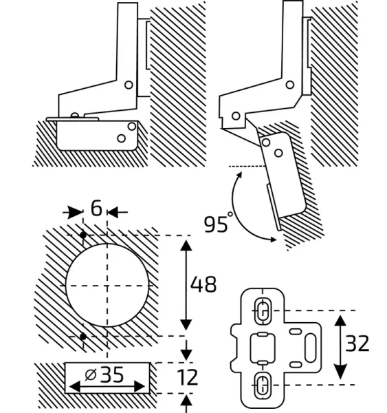 Петля мебельная Clip-On 1111 внутренняя с доводчиком, черная уп.2шт. StahlBuro 16344; 11615064 Петля мебельная Clip-On 1111 внутренняя с доводчиком, черная уп.2шт. StahlBuro 16344; 11615064