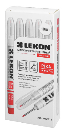 Маркер перманентный 0,5мм удлиненный наконечник красный LEKON Pika 012511; 11614372