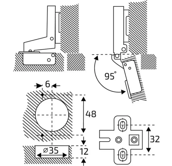 Петля мебельная Clip-On 1110 полунакладная с доводчиком, хром уп.2шт. StahlBuro 15907; 11615062