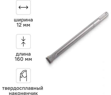 Зубило мини плоское твердосплавное SDS-plus 12 х 160 мм RAGE 558212;  УТ-00000241