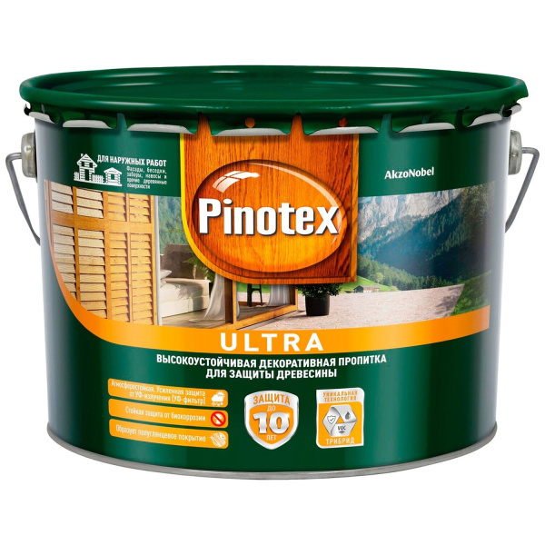 Лазурь Pinotex Ultra 9 литров рябина; 57145