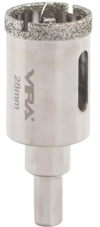 Коронка алмазная по керамике 28 мм трехгранный хвостовик VIRA 559540; УТ-00000206