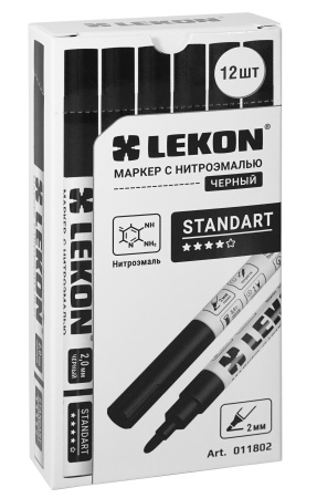Маркер с нитроэмалью 2мм черный LEKON Standart 011802; 11614379