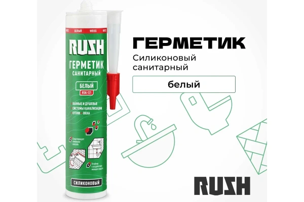 Герметик силиконовый санитарный белый  230 мл RUSH  RSK-121; 11613462
