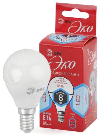 Лампа светодиодная LED-шар Р45 8,0Вт 220В Е14  4000К (дневной свет); 11605332