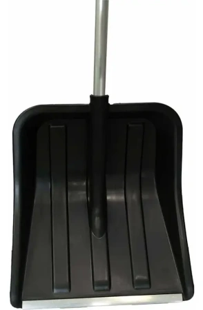 Лопата снеговая пластиковая 386х371мм, алюм. черенок, планка, V-образная ручка  черная MAXIM; 11615164