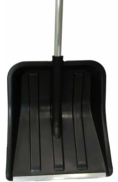 Лопата снеговая пластиковая 386х371мм, алюм. черенок, планка, V-образная ручка  черная MAXIM; 11615164