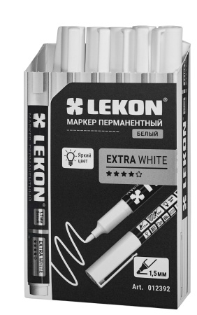 Маркер перманентный 1,5мм белый LEKON EXTRA WHITE 012392; 11614374
