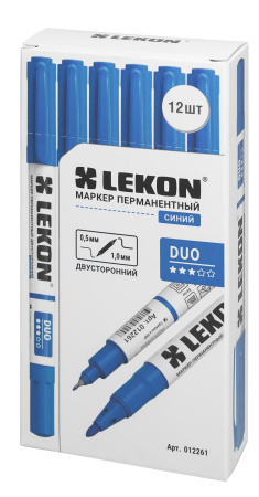 Маркер перманентный двухсторонний синий 0,5-1мм LEKON DUO 012261; 11614365