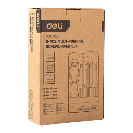 Многофункциональная отвертка 8-в-1 PH, SL, Y, точечн. Cr-V Deli DL636009; 11608516