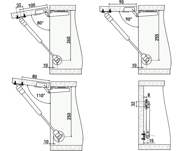 Газовые лифты N60 матовый хром StahlBuro 15915; 11614636