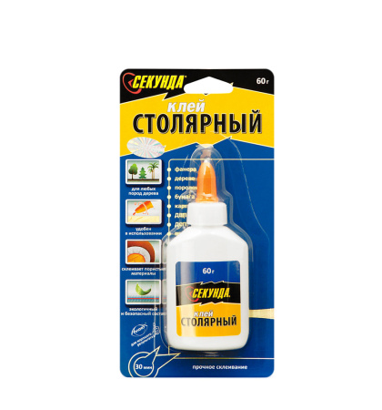 Клей столярный СЕКУНДА, 60 г шоу-бокс; 11597399