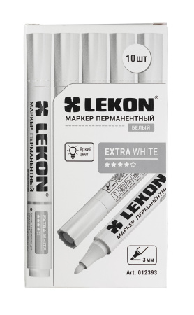 Маркер перманентный 3мм белый LEKON EXTRA WHITE 012393; 11614373