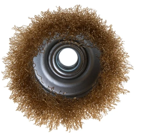 Щетка для УШМ чашка 75мм М14 волнистая латунированная сталь 0.3мм VIRA 576175; УТ-00000350