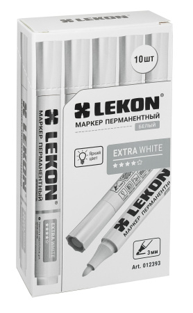 Маркер перманентный 3мм белый LEKON EXTRA WHITE 012393; 11614373
