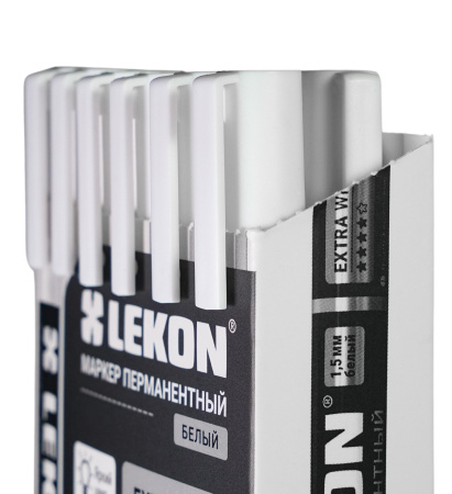 Маркер перманентный 1,5мм белый LEKON EXTRA WHITE 012392; 11614374