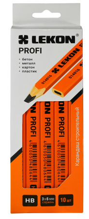 Карандаш плоский, твердо-мягкий (ВН), оранжевый LEKON PROFI 014016; 11614378