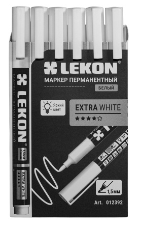 Маркер перманентный 1,5мм белый LEKON EXTRA WHITE 012392; 11614374