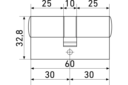 Механизм цилиндровый матовый никель 5 ключей, перф., ключ/ключ 30х30В СТАНДАРТ MAX 60 SN/14788; 11614651