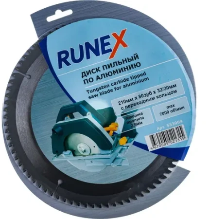 Диск пильный по алюминию 210*32*30х80з отрицательный угол наклона RUNEX  553004; 11613217