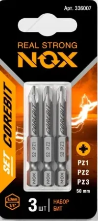 Набор бит SET3 E6,3 Pz1,2,3-50, 3шт карта NOX  COREBIT (336007); 11613980