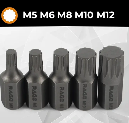Биты автомобильные М5/6/8/10/12, 30 мм, 5 шт RAGE 554440;  УТ-00000215